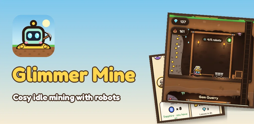 Glimmer Mine: cosy idle mining with robots